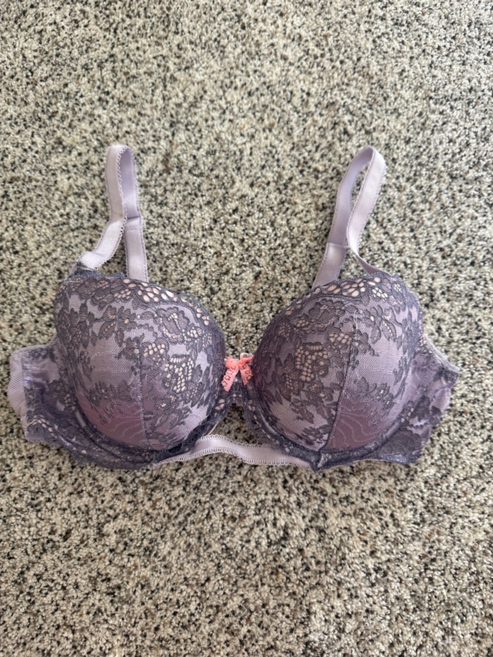 Victoria's Secret Purple Lace Dream Angels Bra with Pink Accent